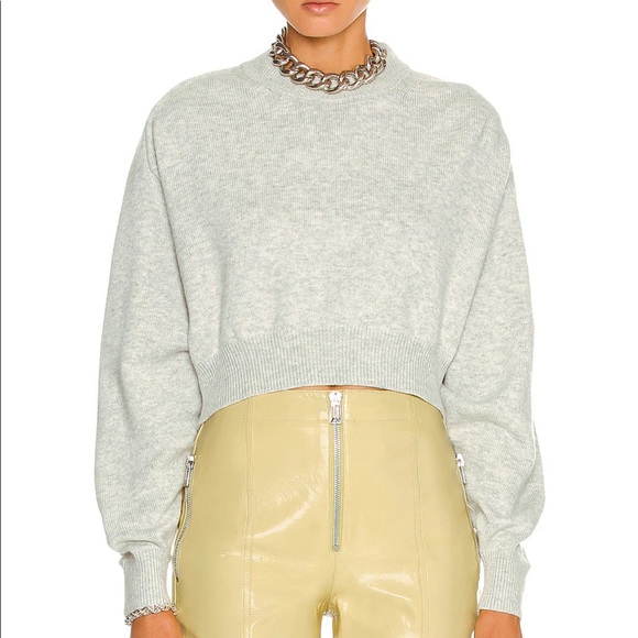 Alexander Wang over the shoulder illusion tulle sweater in grey - Picture 3 of 8